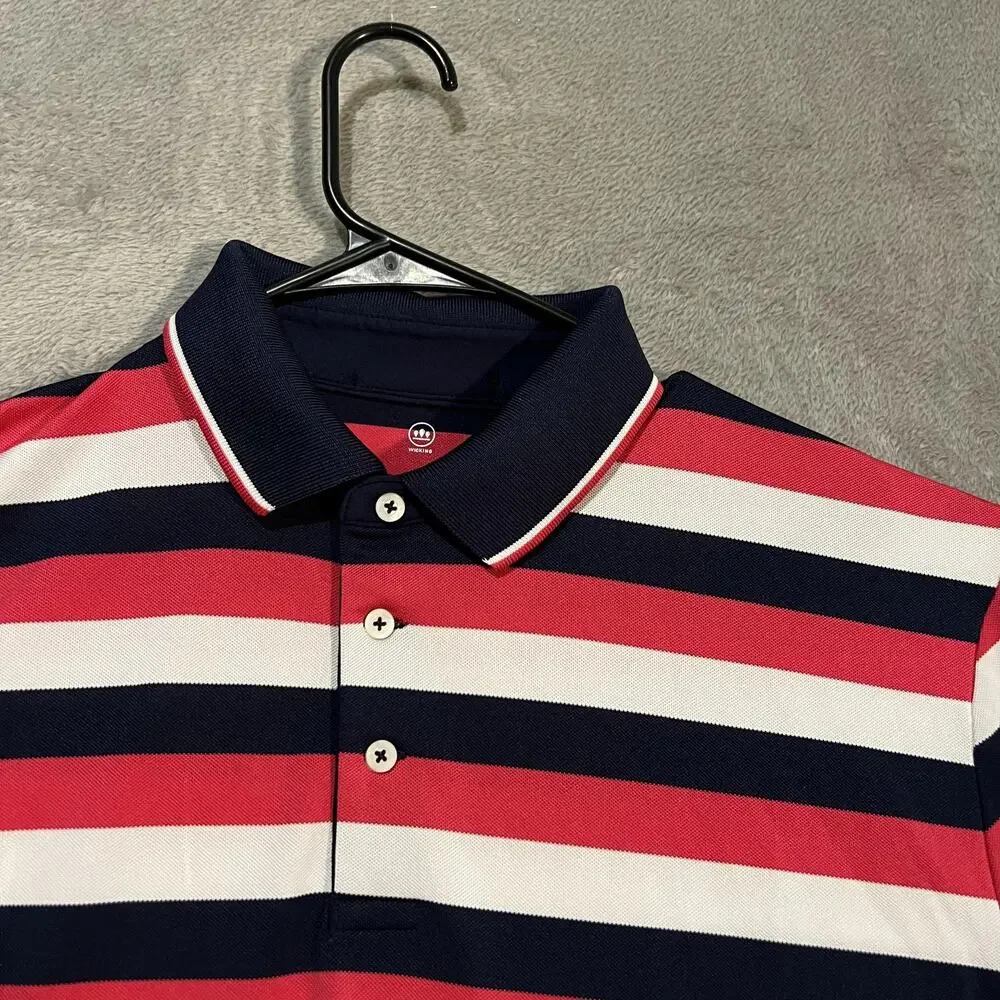 RLX Ralph Lauren Polo Shirt Mens XL Blue Red White Stripe Golf USA